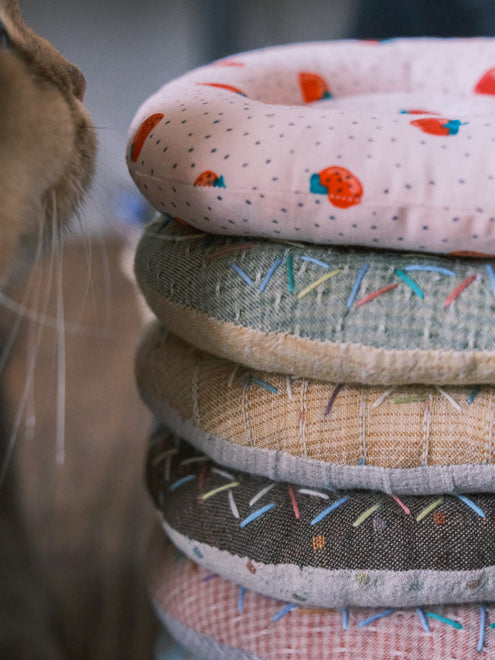 Donut Hand-Embroidered Fabric Coaster