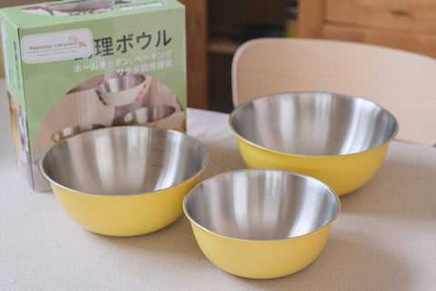 Multi-purpose salad bowl in yellow (3 in 1 set box )
