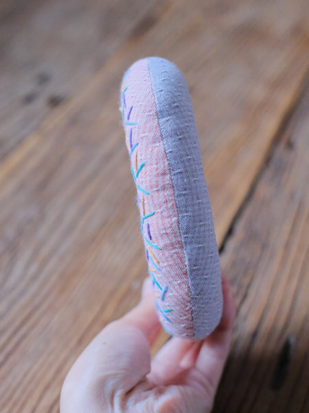 Donut Hand-Embroidered Fabric Coaster pink
