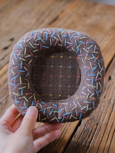 Donut Hand-Embroidered Fabric Coaster chocolate