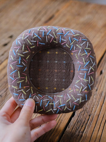 Donut Hand-Embroidered Fabric Coaster chocolate