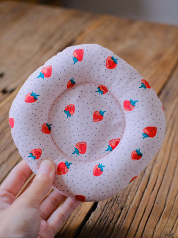 Donut Hand-Embroidered Fabric Coaster strawberry