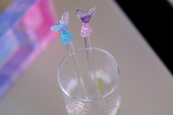 Soda-lime glass stir stick Mermaid (purple+blue)180mm