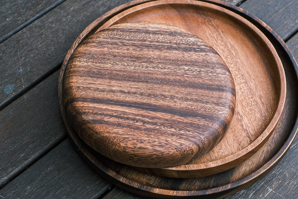 Simple walnut serving plate collection